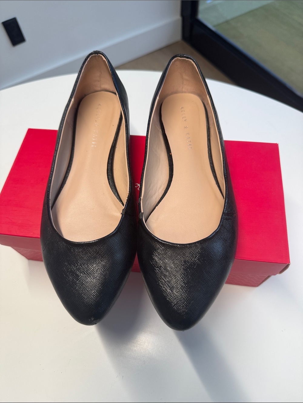 Kelly & Katie Black Slip-On Textured Flats